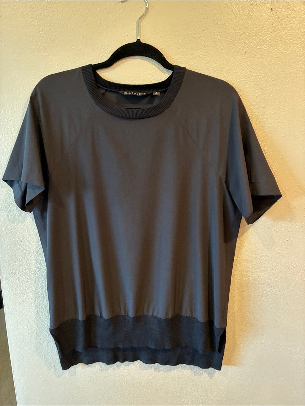 Athleta Short Sleeve Performance Tee in black. Polyester/Spandex